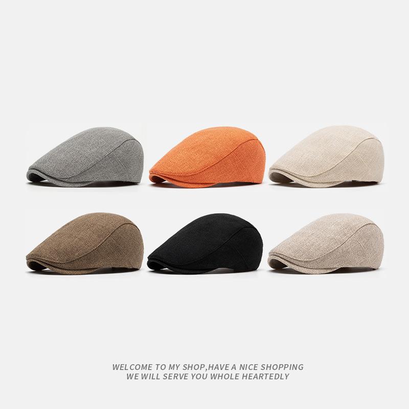 Кепка из хлопка и льна, мужская однотонная кепка-берет, солнцезащитная кепка для улицы, козырек от солнца