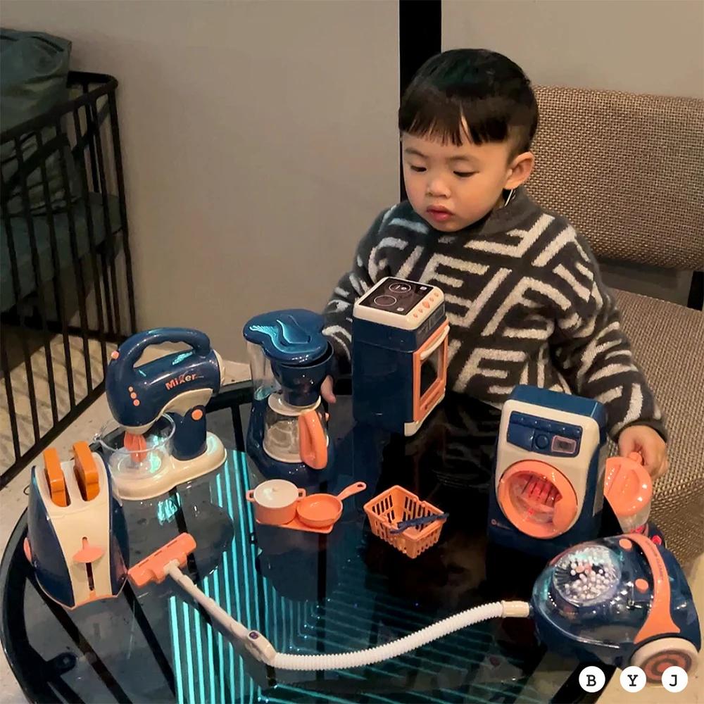 non-toxic Pretend Kitchen Play Toys Electric Vacuum Cleaner Water Sweeper Household Juicer Dispenser Washing Machine Simulation Appliances
