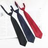 Tie School Style Uniform Shirt Black Gray Navy Blue Solid Color Knot-Free Lazy Japanese Tie