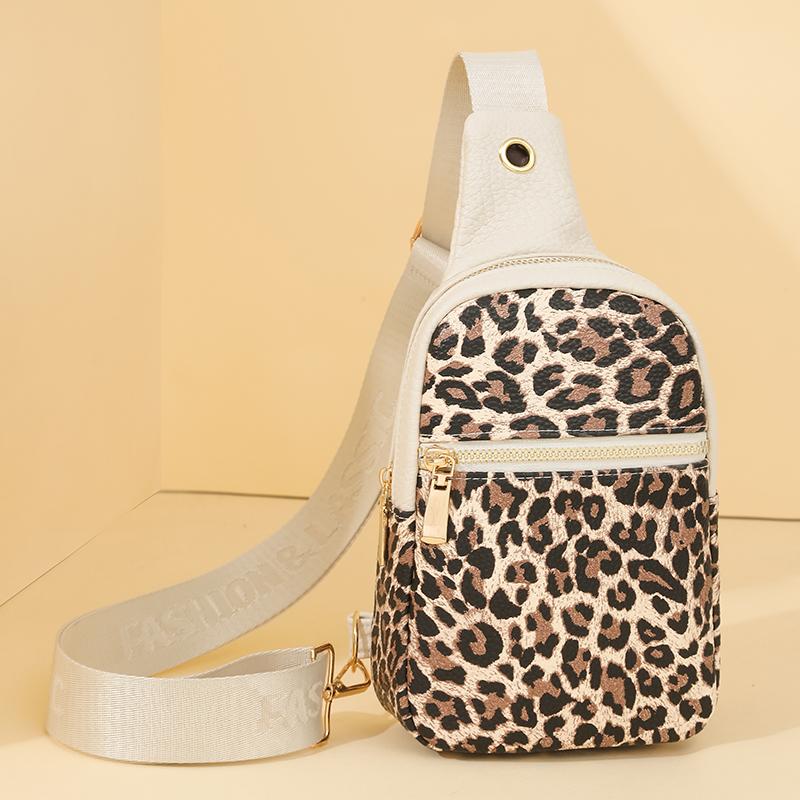 Нагрудная сумка с леопардовым принтом, женская сумка через плечо, контрастная по цвету сумка для мобильного телефона на плечо, маленькая сумка