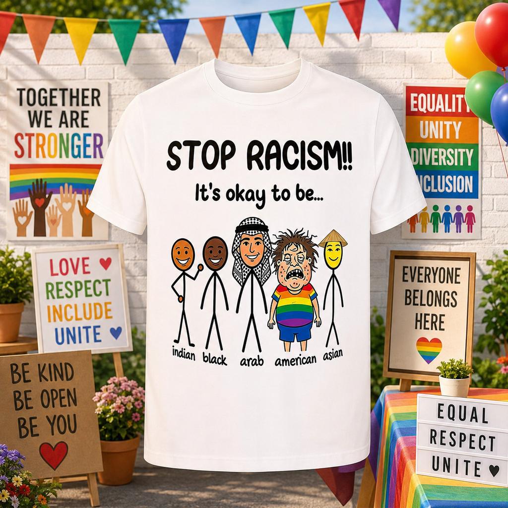 Stop Racism It’s Okay To Be Funny Shirt 2026