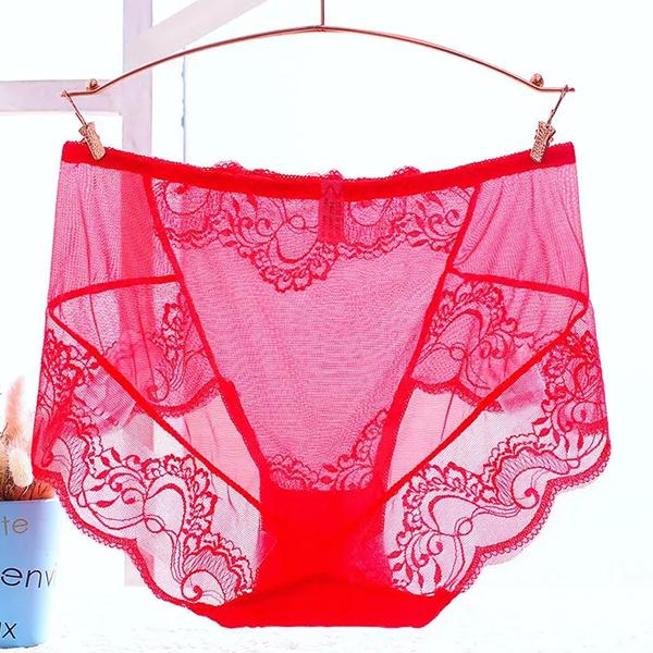 WTEMPO Большой размер, однотонное кружевное нижнее белье со средней талией, женские тонкие хлопковые дышащие повседневные дешевые сетчатые трусы с промежностью