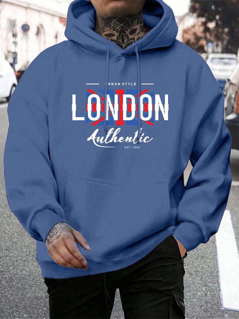 London Letters And National Flag Prints Pullover Man Hoodie Hooded Men Simple S-5xl Tops