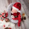 0-1Month Baby Photo Outfit Christmas Jumpsuit Santa Hat Newborn Photography Costume Set Infant Photoshooting Suit 2pcs