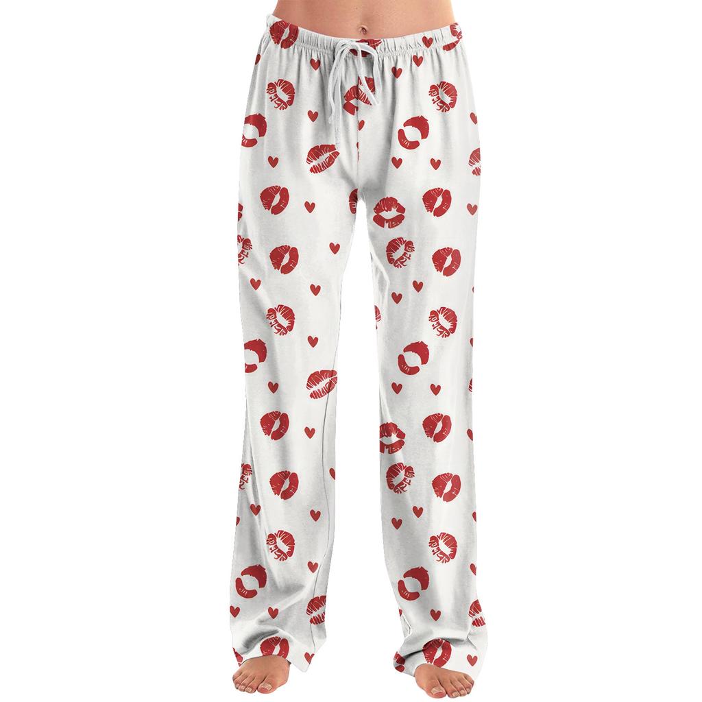 Женские пижамные штаны, одежда для сна, повседневные брюки с эластичной резинкой на талии, удобные прямые свободные брюки для йоги