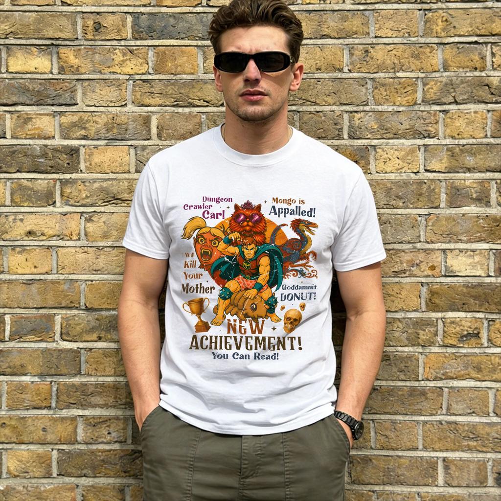 Dungeon Crawler Carl T Shirts for Unisex 100 Cotton Vintage TShirt O Neck Retro Bookish Tee Shirt Short Sleeve Tops Plus Size