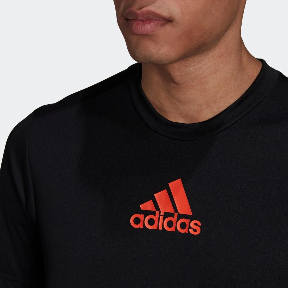 Adidas Solid Color Logo Print Short Sleeve Sports Tee Men Tops Black GM2145