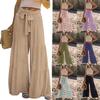 Women's Fashion Temperament Strap Splicing High Waist Pleated Wide Leg Pants Casual Loose Pants Trousers Women’s