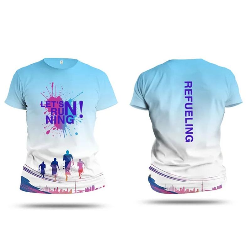 Мужская футболка для фитнеса и бега на открытом воздухе, спортивные футболки, новые летние повседневные женские топы с короткими рукавами, модные топы в стиле Харадзюку с 3D-градиентом