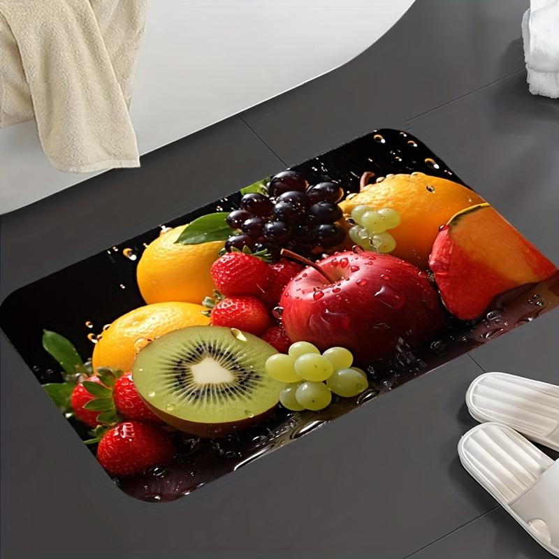 Luxury Flannel Fruit Kitchen Mat Soft Thickened Kitchen Floor Mat Waterproof Non-slip Oil-proof Floor Mat Runner Rug