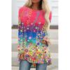Women's Plus Size Tunic T Shirt Tee Tunic Shirts Floral Print Daily Weekend Tunic Basic Neon & Bright Long Sleeve Round Neck Pink Fall & Winter