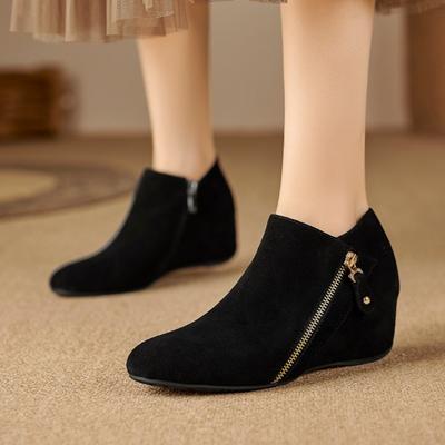 Туфли на плоской подошве из замши на танкетке женские ботильоны дизайнерские туфли на высоком каблуке женские зимние элегантные зимние сапоги 2025 модные туфли-лодочки Botas Mujer