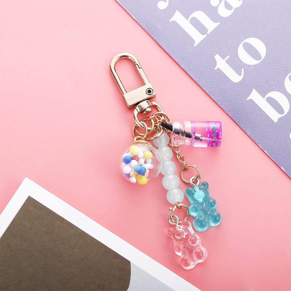 Girls Cute Acrylic Bag Pendant Candy Women Fashion Accessories Key Ring Keyholder Bear Key Chain