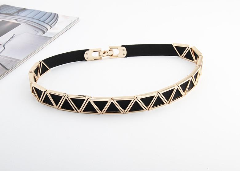 Fashion Metal Triangle Splicing Design Women Slim Waist Belt For Long Dress And Special Occasions