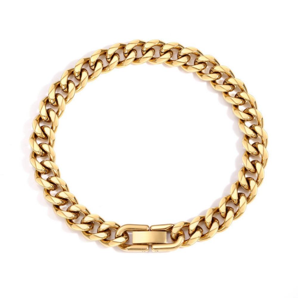 Elegant Cuban Chain Bracelets Buckle Steel Link Bracelet American Metal Hand Chains  Hip Hop