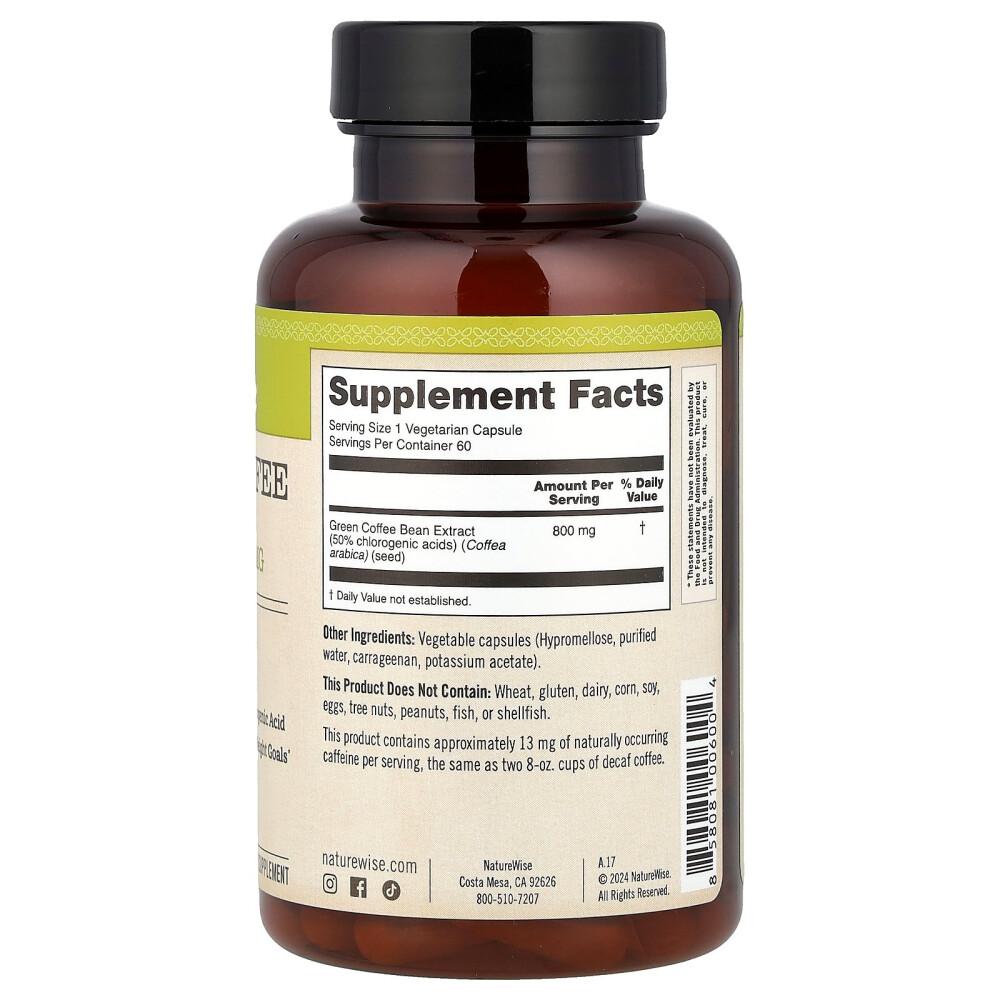 Green Coffee Bean Extract 800mg Veggie Capsules, 60 Count