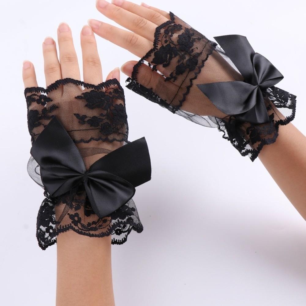 Flower Fake Sleeves Lace Short Fingerless Gloves Bridal Dress Accessory Wrist Cuffs Lolita