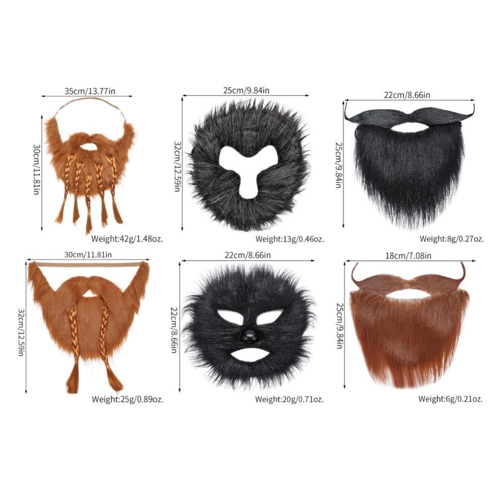 Artificia Realistic Fake Beard Funny Viking Braided Beard Pirate Play Halloween Fake Mustache Prom