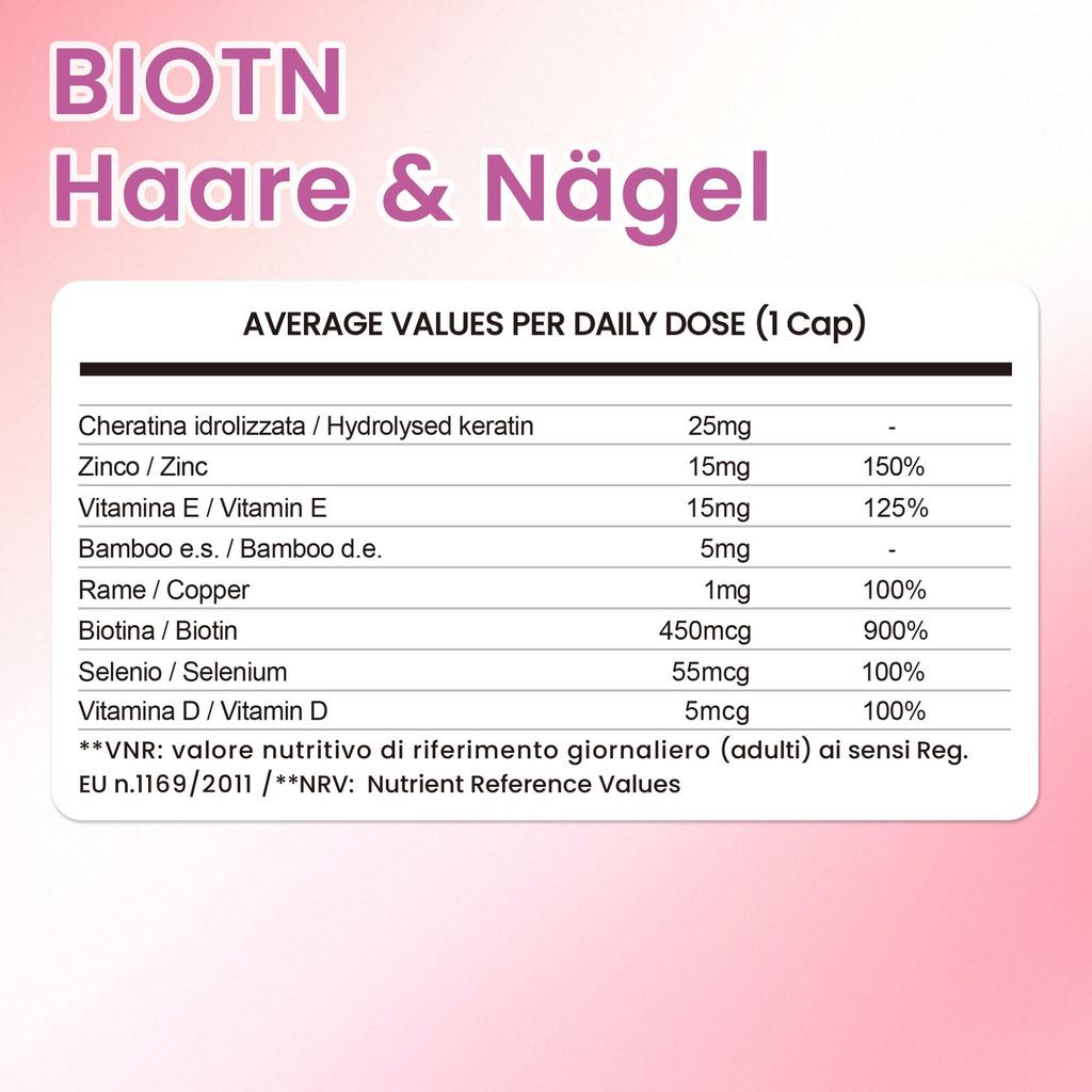 Biotin for Hair Biotin Complex with Keratin, Selenium, Zinc, Copper, Bamboo, Vitamins