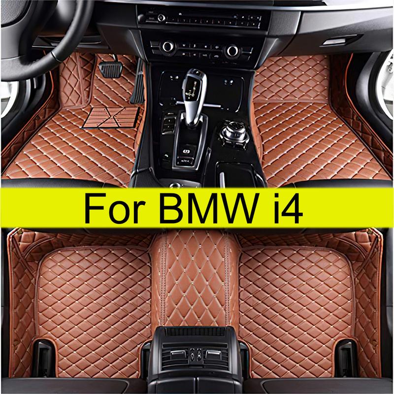 Car Floor Mats For BMW i4 Auto Leather Waterproof Luxury Foot Pads Automobile Carpet Cover Interior Accessories