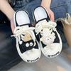 Summer Canvas Half Slippers Women's New Outer Wear Flat Bottom Casual One Pedal Lazy Bag Head Sandals Tide