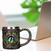 Viking Dragon Beer Mug 450ml Stainless Steel Resin Cup Hand-Painted Medieval Mug for Beer Coffee Tea Gift for Men Fans Viking Decor