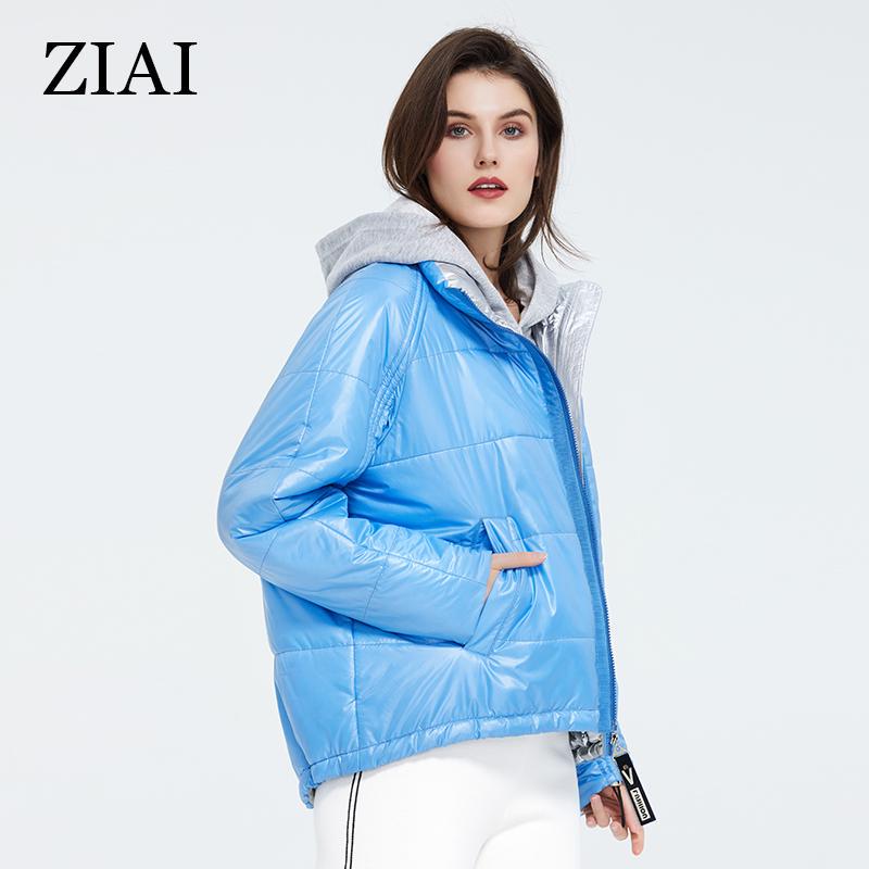 ziai Весенняя женская куртка, короткое теплое тонкое хлопковое пальто ярких цветов с воротником-стойкой, модная верхняя одежда