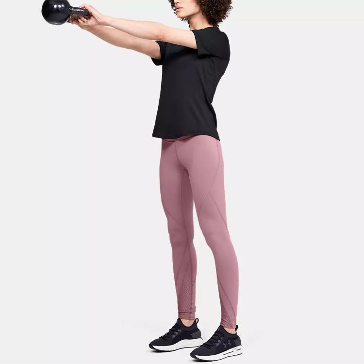 Under Armour Футболка с логотипом и принтом для спорта и фитнеса, дышащая, быстросохнущая, легкая, с коротким рукавом, женская, черная 1355583-001