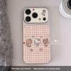 Розовый клетчатый чехол для телефона Hello Kitty для моделей Apple 14-17, Дизайн с большим окном