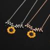 Симпатичные листья подсолнечника кулон серьги-гвоздики ожерелье женский комплект ювелирных изделий подарок