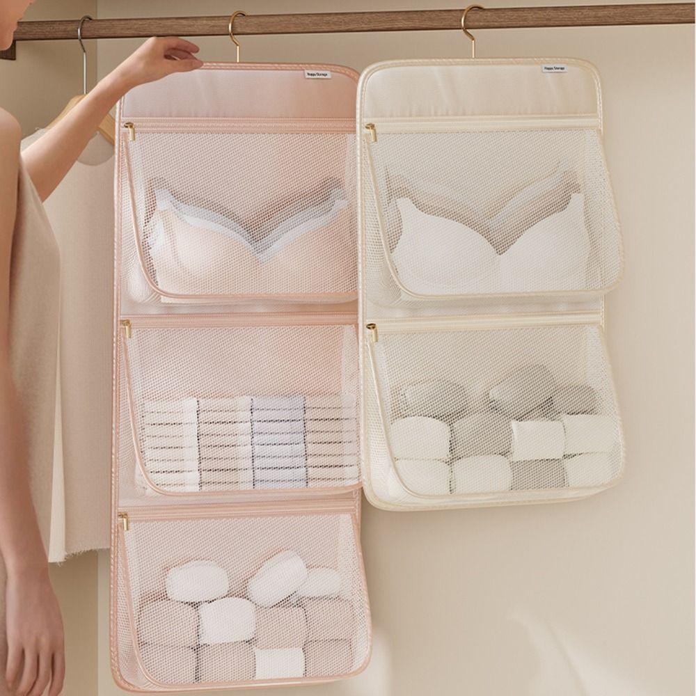 Zippered Hanging Clothes Organizer Large Capacity Closet Socks Dispenser Home Wardrobe