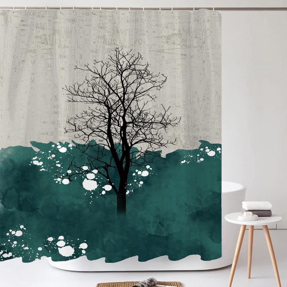 Nordic Abstract Art Shower Curtain Simple Geometry Bath Bathtub Curtain Waterproof Polyester Bathroom Curtain Accessories Decor