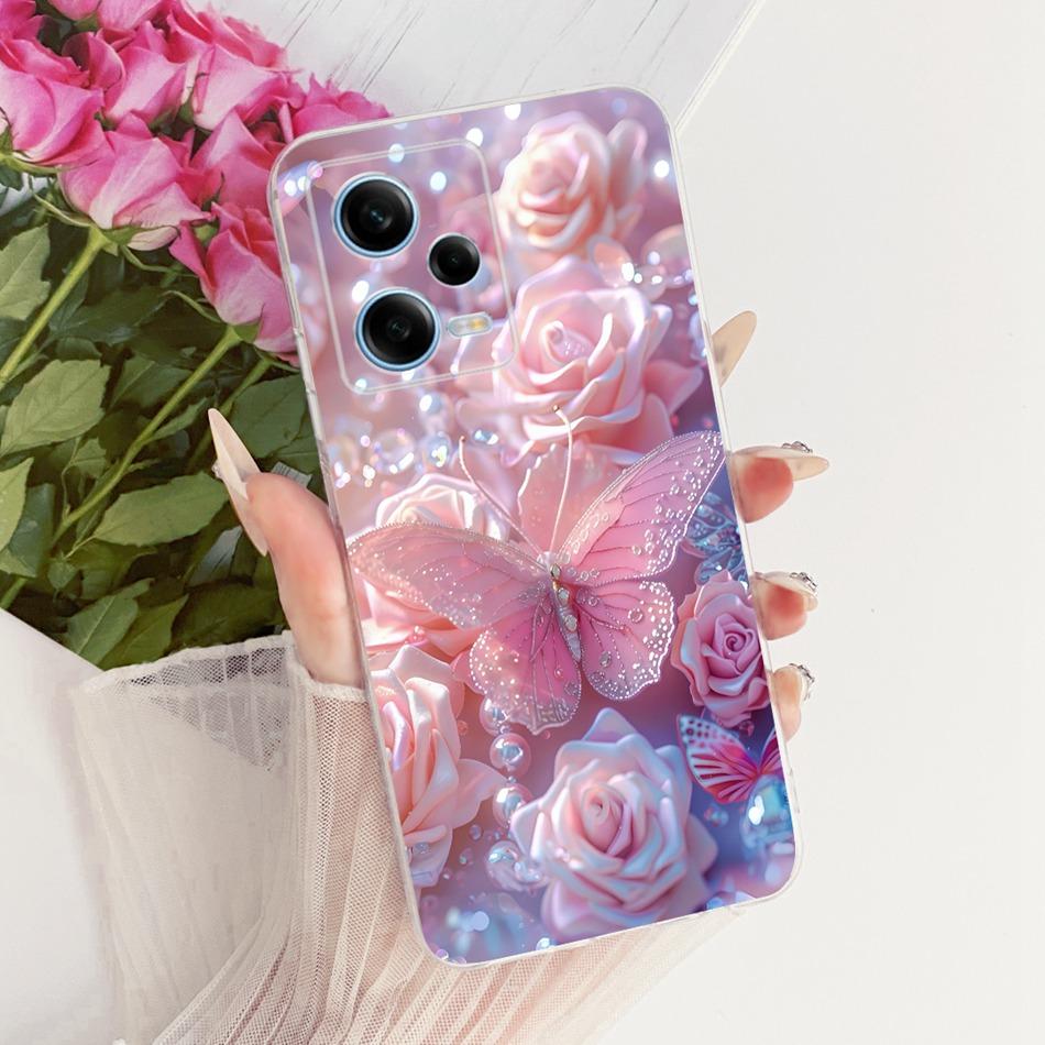 For Xiaomi Redmi Note 12 Pro 5G 2026 Cute Flower Butterfly Cat Painted Case For Redmi Note12 Pro Soft Silicone TPU Phone Cases