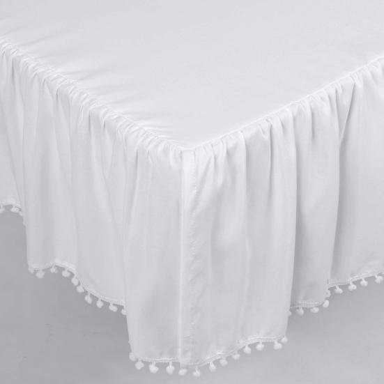 Плюшевая юбка для кроватки с рюшами и шариками, регулируемое эластичное постельное белье для малышей, юбка для кроватки с рюшами, покрывало на кровать для маленьких мальчиков и девочек