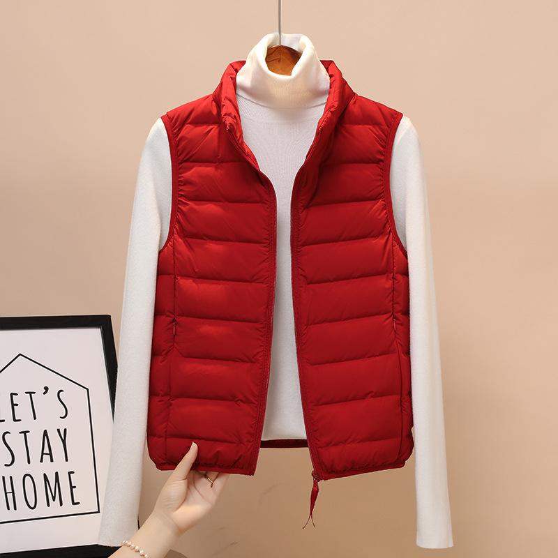 Новый жилет легкий пуховый жилет женский большого размера воротник-стойка тонкая бесшовная интегрированная легкая куртка пуховик подкладка