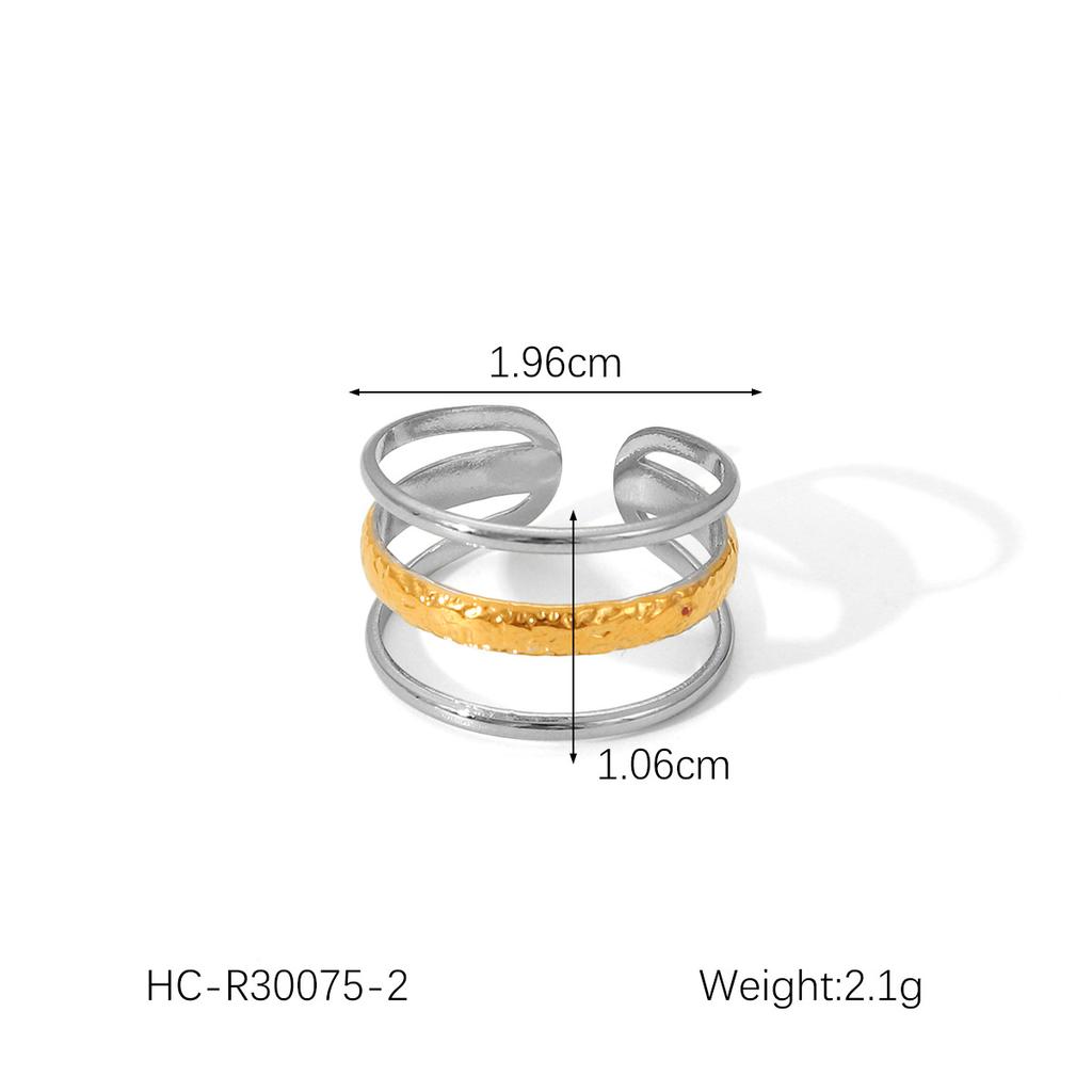 Титановое Стальное Кольцо Трехслойное Линия Открытое Кольцо 18K Золото Нержавеющая Сталь Полоса для Женщин Невыцветающее