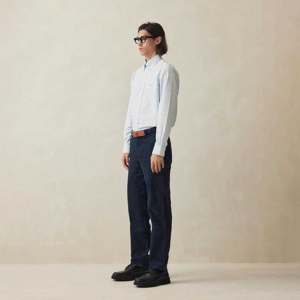 Рубашка BROOKS BROTHERS Regular Fit, не требующая глажки, Оксфорд, в полоску Bengal (Светло-синий) (Bbthmf9968L)