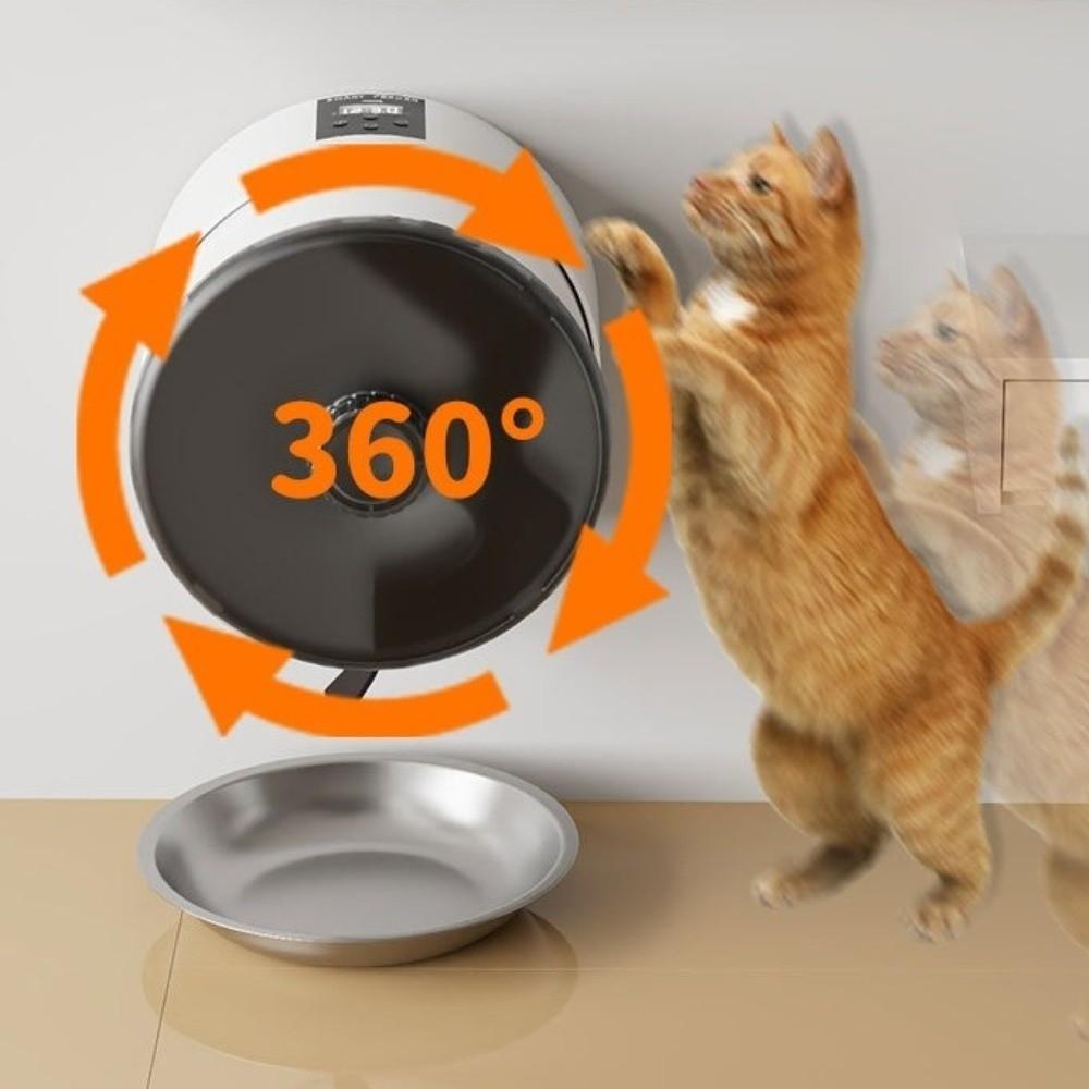 Button/WIFI Control Pet Automatic Feeder Timed Feeding Quantitative Cat Drum Intelligent Feeder Electric Stainless Steel Bowl