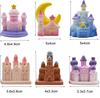 Pinenjoy 6-Piece Смоляная Фигурка Замка Мечты, Мини Сказочный Замок, Рождественское Украшение Замок, Укрытие Лесного Духа, Розовый Замок, Европейский Стиль