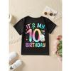 Birthday Series Summer Fashion Girls Short Sleeve T-Shirt Double sided Print Casual Versatile Top
