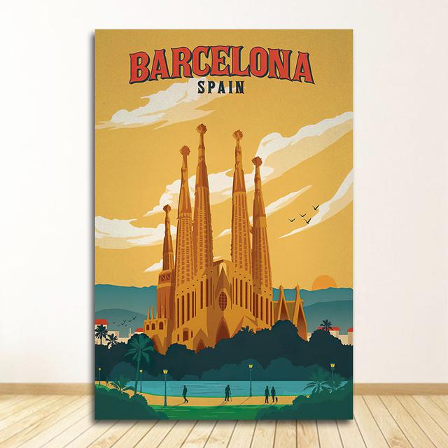 Пейзаж, холст, живопись, настенные картины, домашний декор, скандинавский винтажный постер с городами для путешествий, Нью-Йорк, Нидерланды, Амстердам, Лондон, без рамки