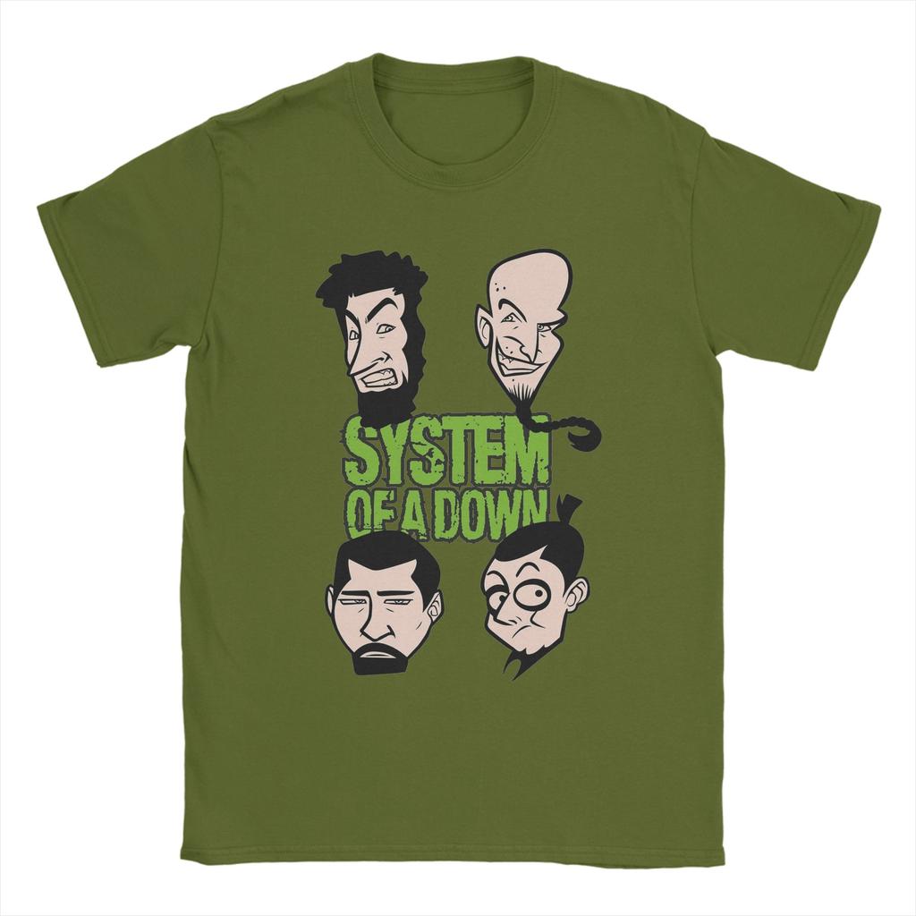 S.O.A.D Зеленая Хэви-метал группа Футболки System Of A Down Одежда из чистого хлопка Мода Футболка с коротким рукавом и круглым вырезом