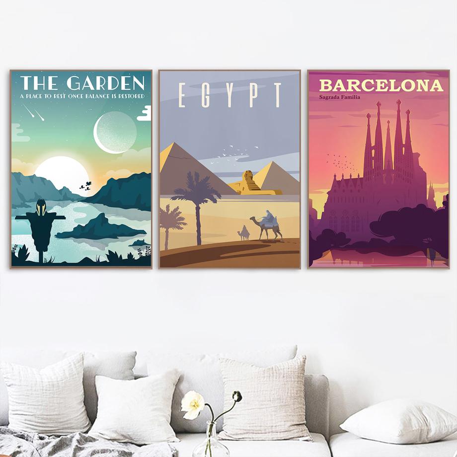 Асгард Ваканда Египетский сад Барселона Абстрактные скандинавские настенные художественные постеры и принты, картины на холсте, картины для декора гостиной