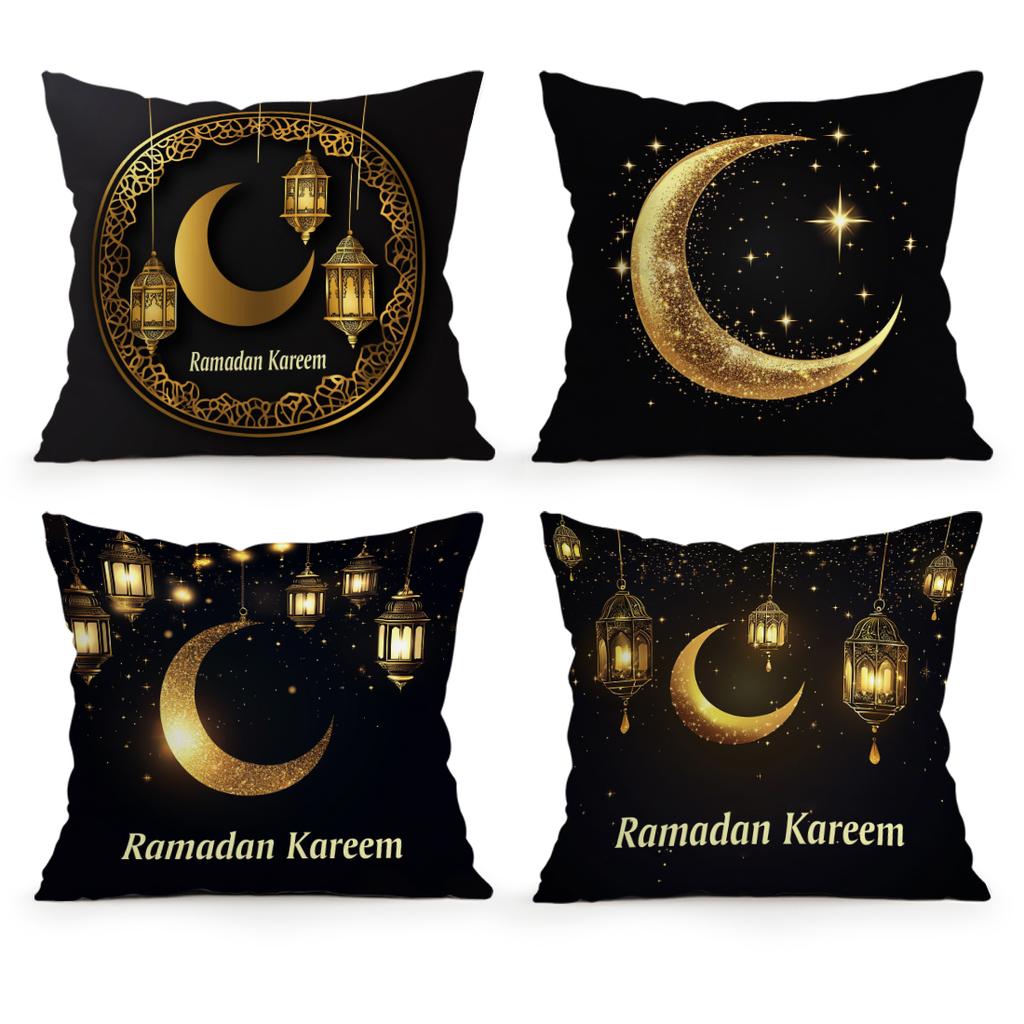 Moon Lantern Ramadan Pillowcase Printed Polyester 40/45/50cm Throw Pillowcover Decorative Sofa Cushion Pillowslip Home Decor