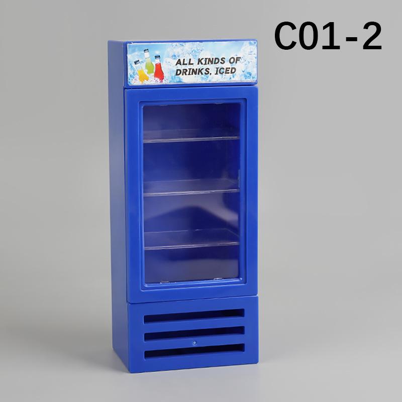 Mini Supermarket Refrigerator Sticker Cabinet Model Toy Micro Scene Diy Doll House Food Play Accessories Miniature Bottle
