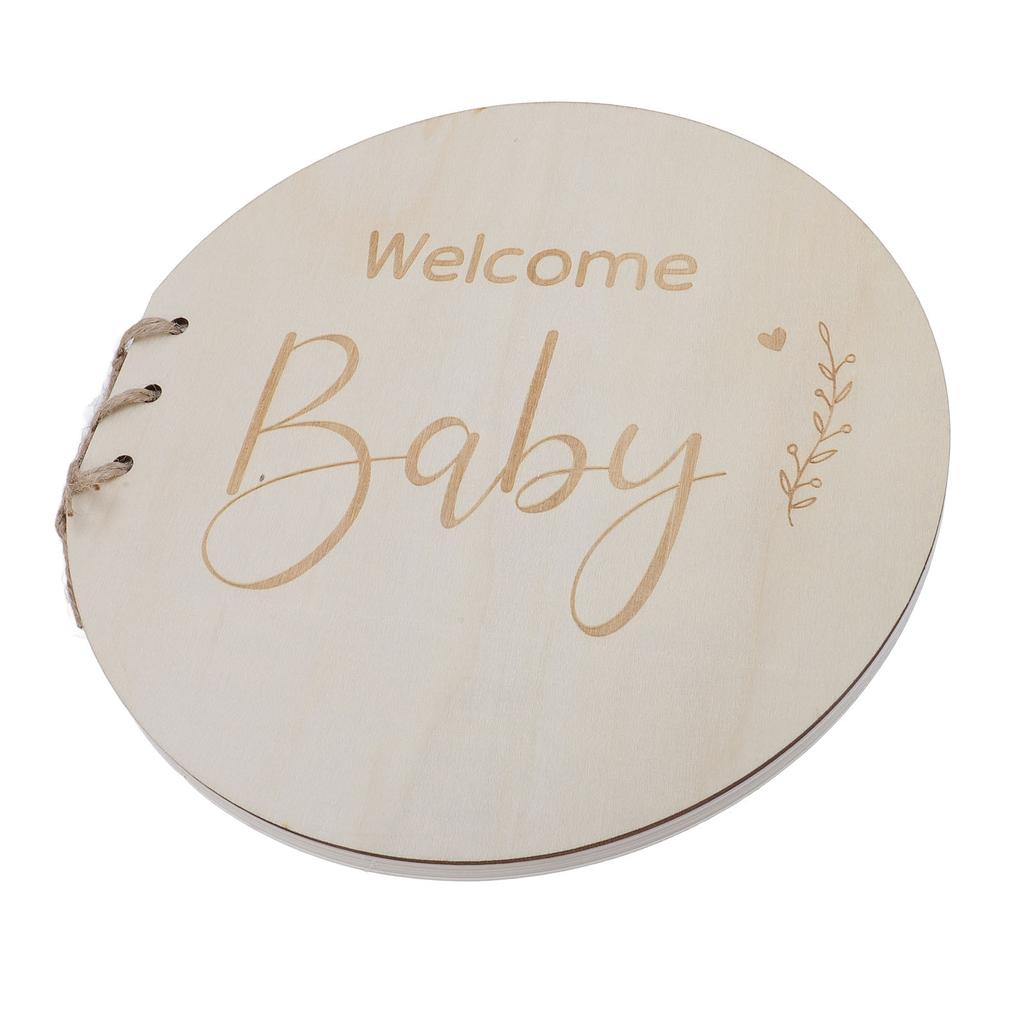 Wooden Baby Shower Guest Book Welcome Baby Sign In Blank Parties Keepsake Memory Book