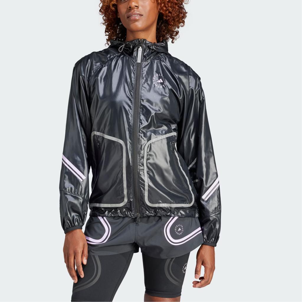 adidas Женская куртка на молнии с капюшоном и буквенным принтом X Stella McCartney, черно-белая IN5041