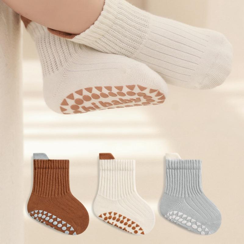 3 пары носков для дома на весну и осень для мальчиков и девочек, однотонные, модные, нескользящие, мягкие, хлопковые, для младенцев