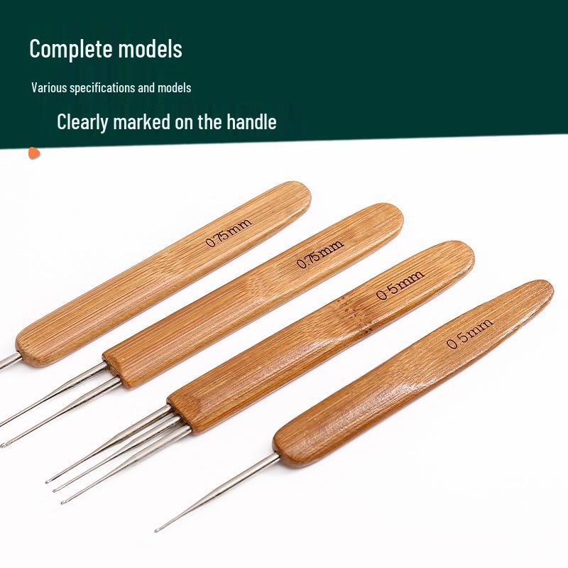 Bamboo Handle Crochet Hooks: Single, Double, Triple for Dreadlocks, Braiding, Wig Hair Extensions.