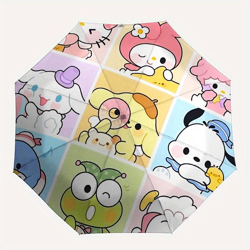 Kawaii, Cute Illustrations Automatic Open/Close Umbrella-Cute Umbrella with Cute Design, Portable 3-Fold Compact Umbrella for Men & Women, H